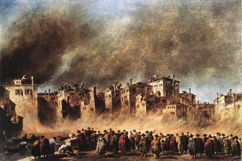 GUARDI, Francesco Fire in the Oil Depot at San Marcuola dg oil painting picture